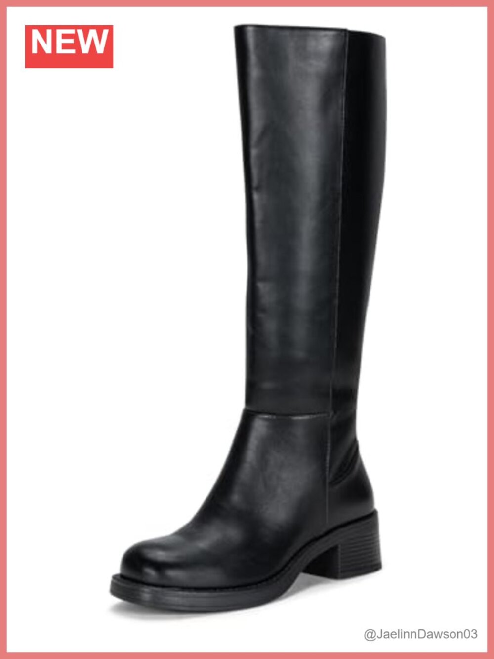 Women's Platform Knee High Boots Faux Leather Square Toe Tall Riding Boots